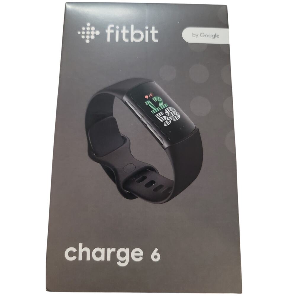 Fitbit Charge 6 Smartwatch Fitness Tracker Obsidian/Black Google Apps Sealed Box